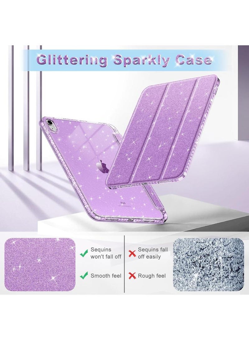 phomemo Slim Case for iPad (A16) 11th Generation 11 Inch (2025), iPad 10th Generation 10.9 Inch (2022) - Glittering Sparkly Shockproof Cover with Shiny Clear Back Shell & Pencil Holder, Purple | 11th Generation, 2025, 2022, Glittering Sparkly, Shockproof Cover - Image 5